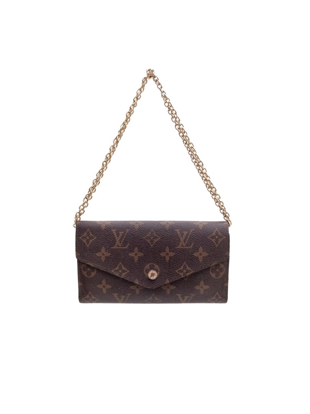 Louis Vuitton Monogram Canvas Chain Wallet in Brown with Gold Hardware